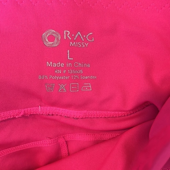 RAG Missy Women's L Hot Pink Thick Waistband Workout Leggings - Picture 4 of 5
